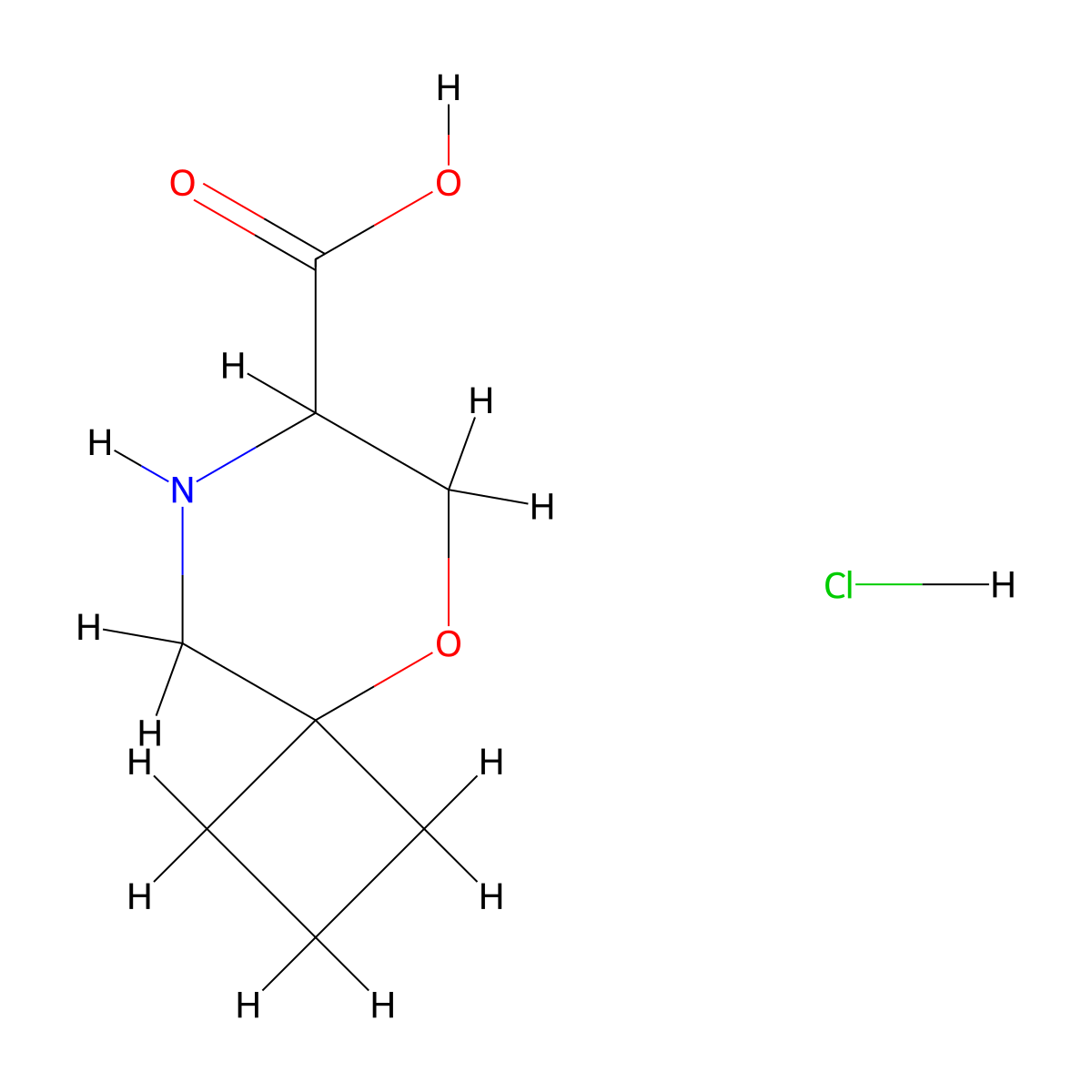 5-Oxa-8-azaspiro(3.5)nonane-7-carboxylic acid hydrochloride molecular structure, CAS 2503201-99-6
