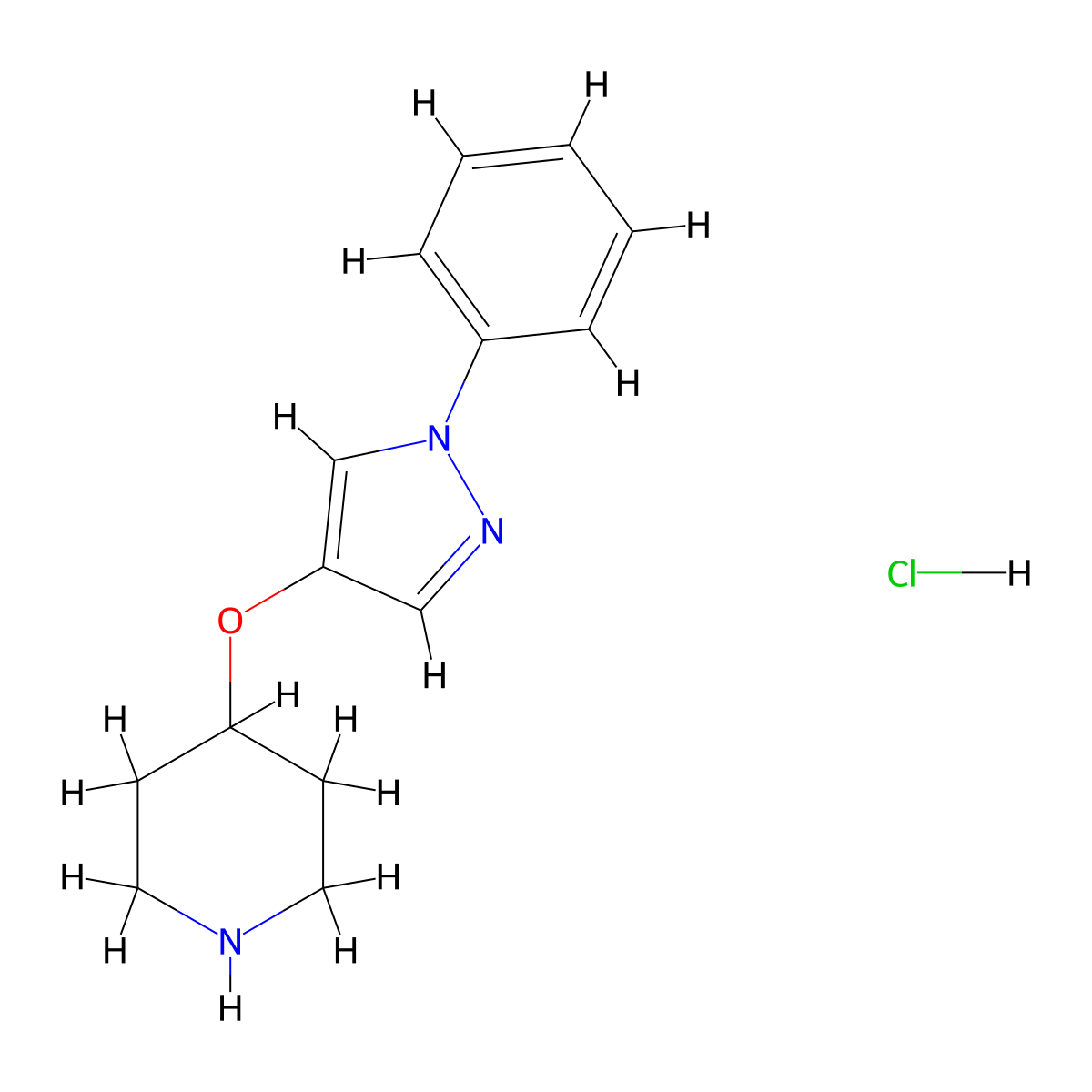 4-[(1-phenyl-1H-pyrazol-4-yl)oxy]piperidinehydrochloride molecular structure, CAS 2503202-00-2
