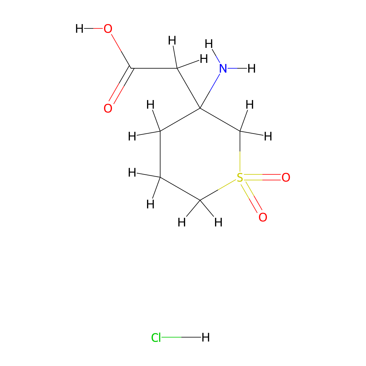 2-(3-Amino-1,1-dioxothian-3-yl)acetic acid;hydrochloride molecular structure, CAS 2503202-19-3