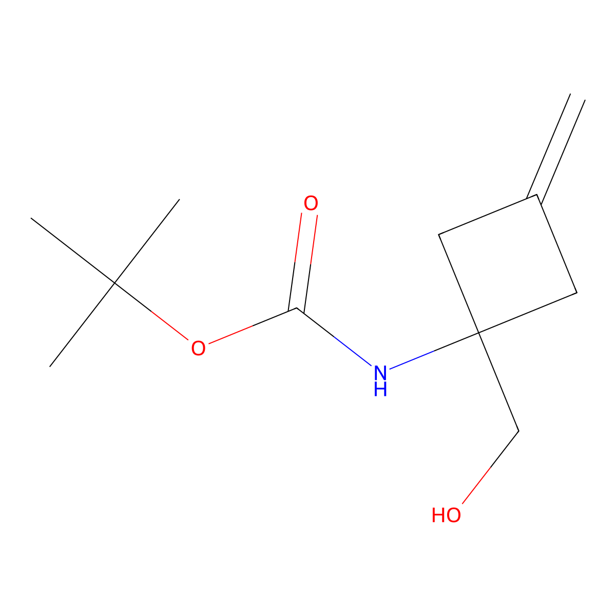 Tert-butyl N-[1-(hydroxymethyl)-3-methylidenecyclobutyl]carbamate molecular structure, CAS 2503202-21-7