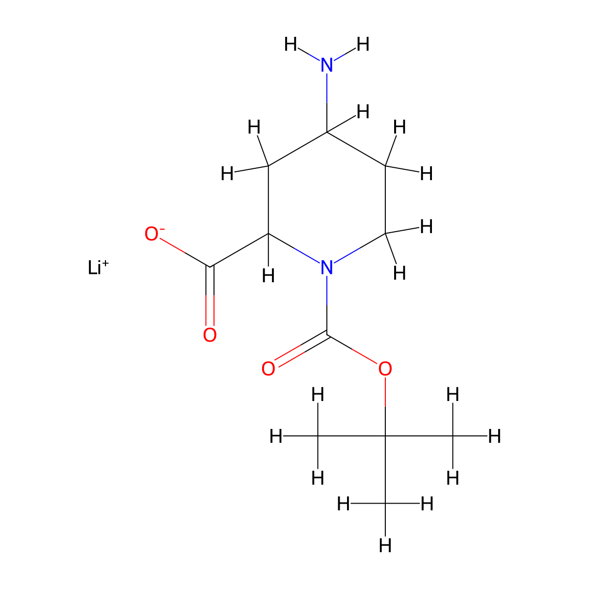 Lithium(1+) 4-amino-1-[(tert-butoxy)carbonyl]piperidine-2-carboxylate molecular structure, CAS 2503202-28-4