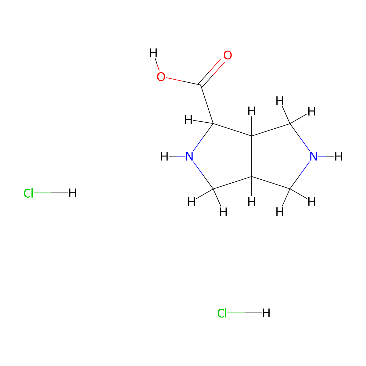 Octahydropyrrolo[3,4-c]pyrrole-1-carboxylic acid dihydrochloride molecular structure, CAS 2503202-30-8