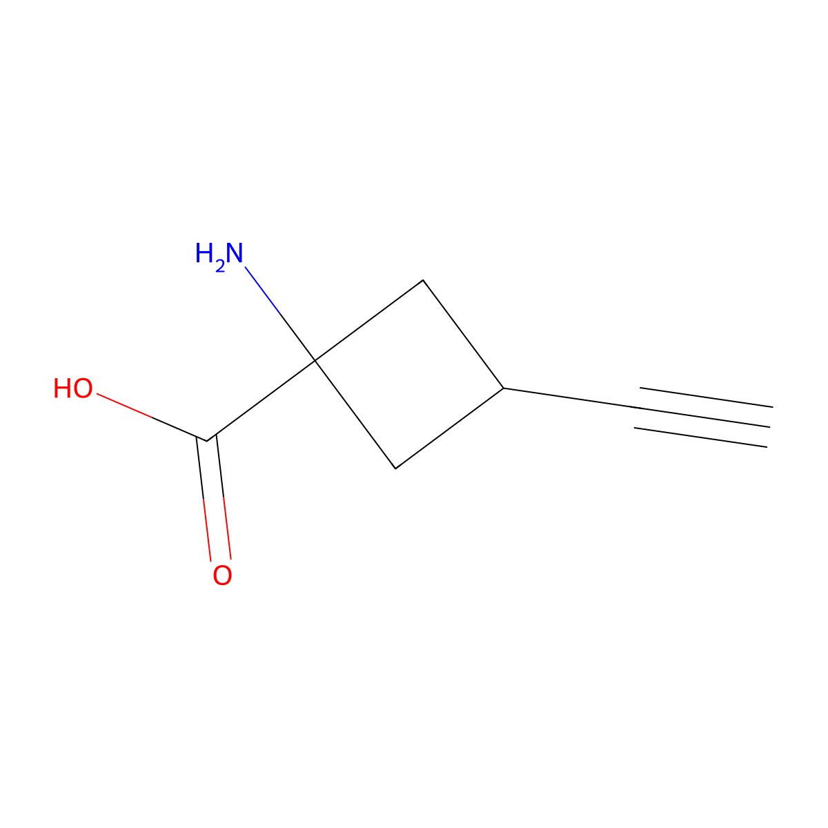 1-Amino-3-ethynylcyclobutane-1-carboxylic acid molecular structure, CAS 2503202-38-6