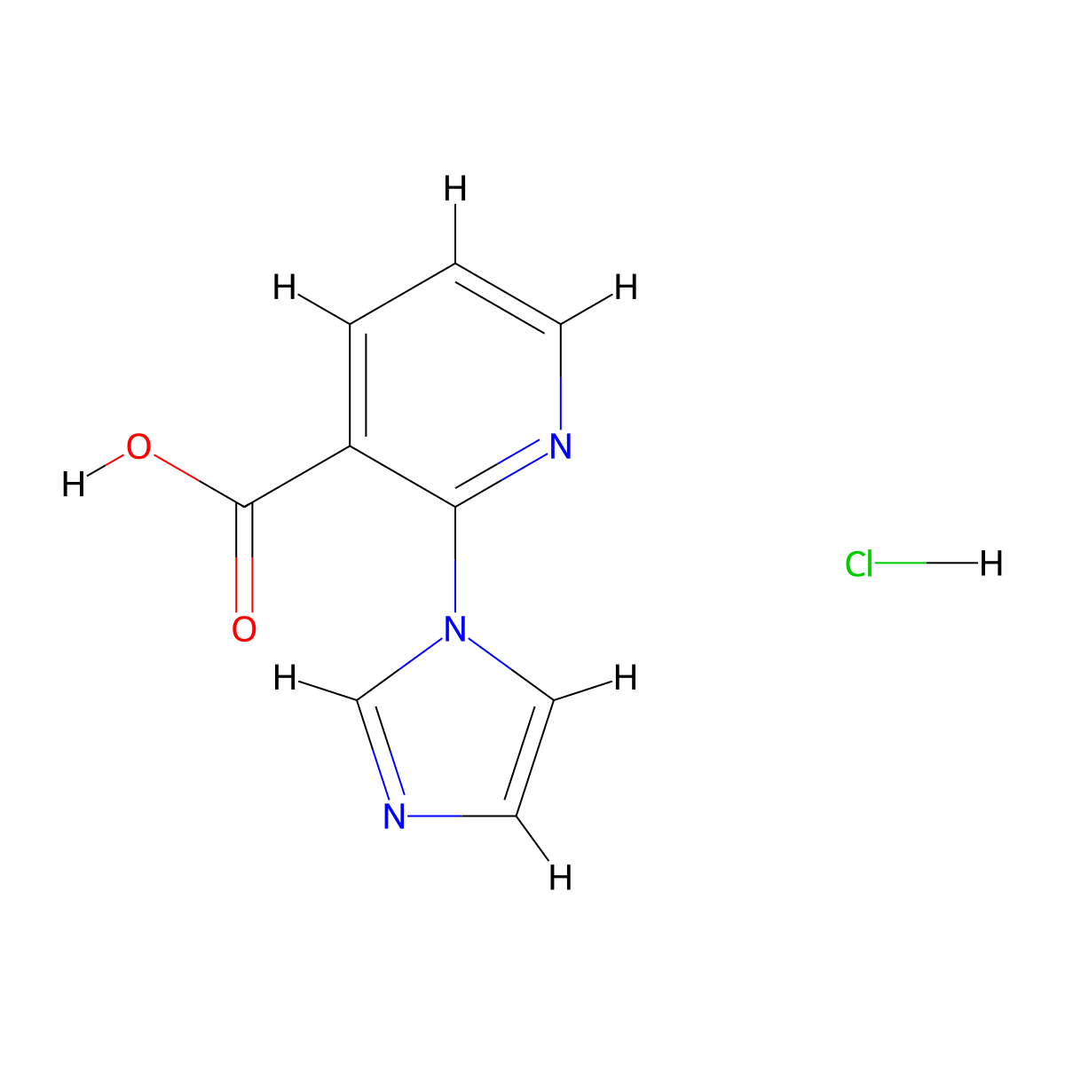 2-(1H-imidazol-1-yl)pyridine-3-carboxylic acid hydrochloride molecular structure, CAS 2503202-49-9