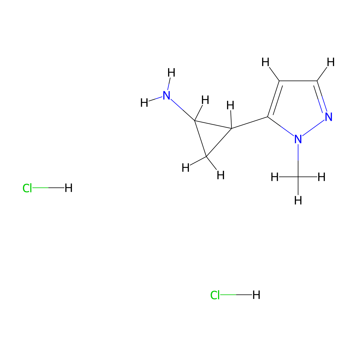 2-(1-methyl-1H-pyrazol-5-yl)cyclopropan-1-amine dihydrochloride molecular structure, CAS 2503202-50-2