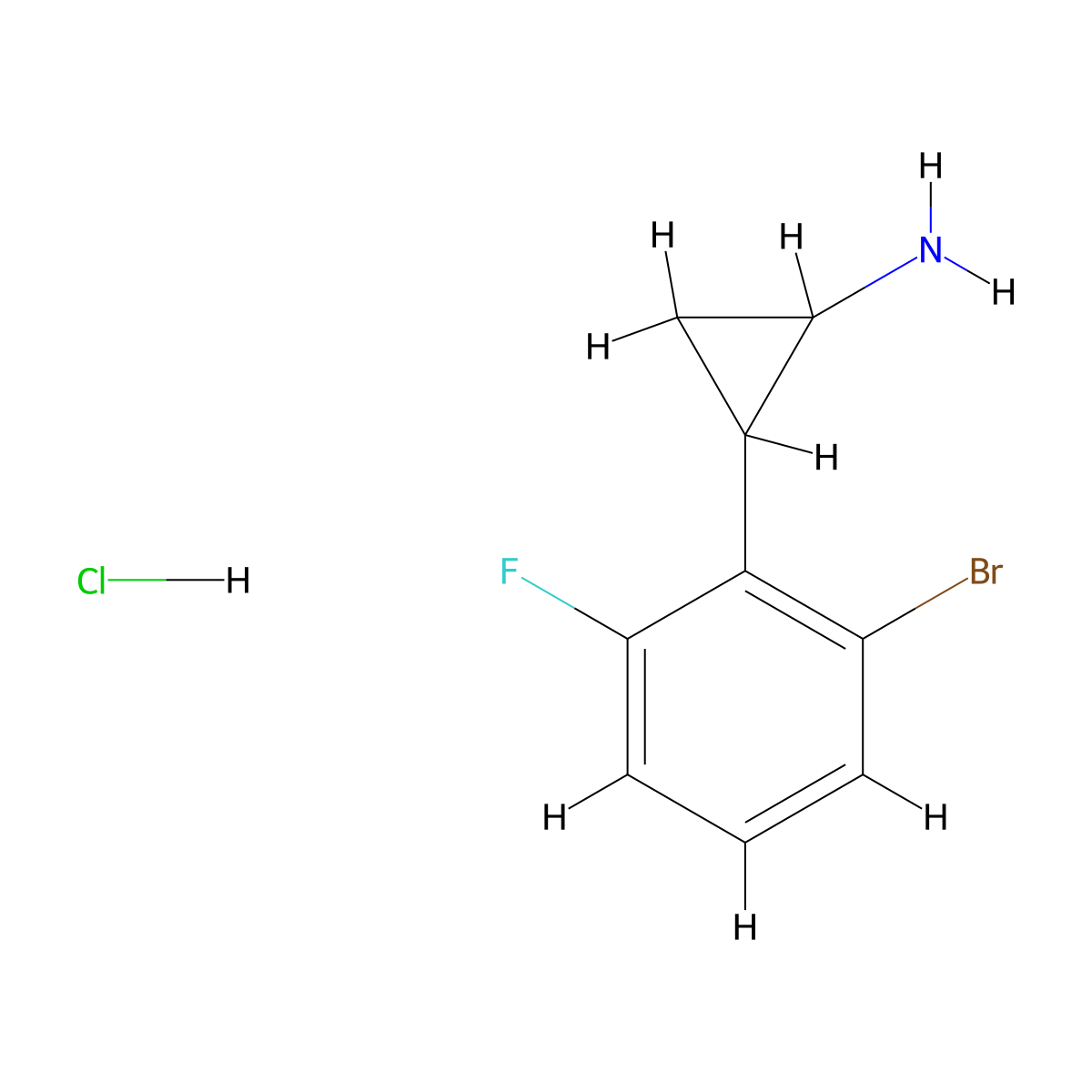 2-(2-Bromo-6-fluorophenyl)cyclopropan-1-amine hydrochloride molecular structure, CAS 2503202-53-5