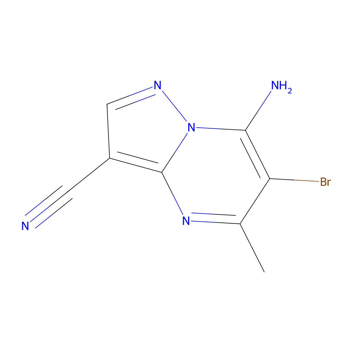 7-Amino-6-bromo-5-methylpyrazolo[1,5-a]pyrimidine-3-carbonitrile molecular structure, CAS 2503202-59-1