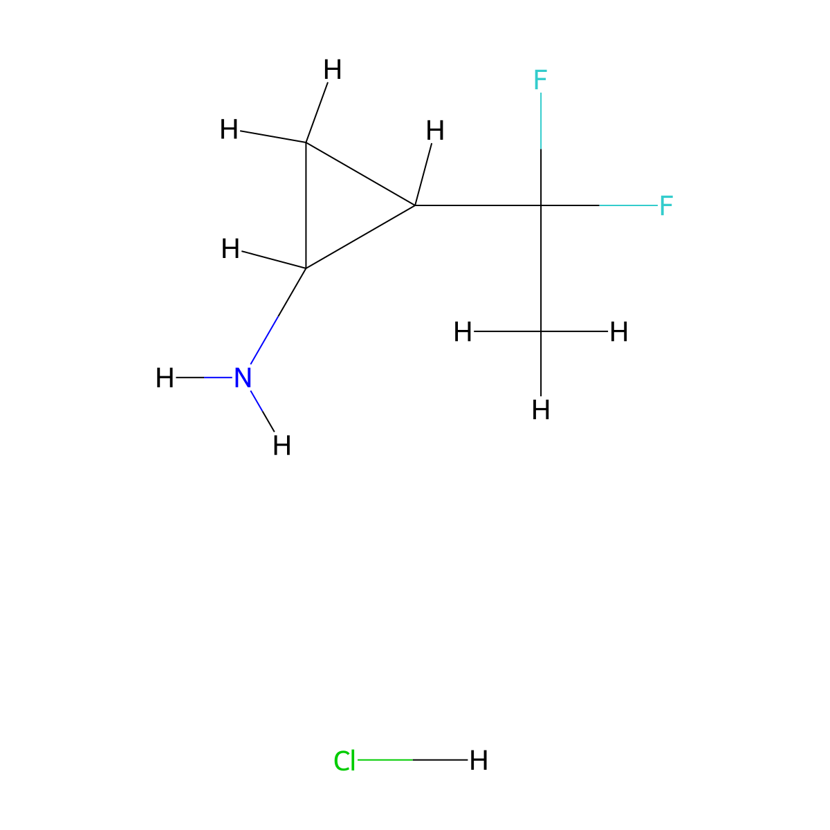 2-(1,1-Difluoroethyl)cyclopropan-1-amine hydrochloride molecular structure, CAS 2503202-70-6