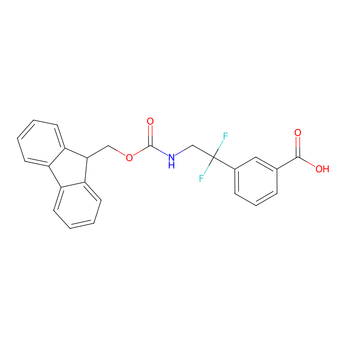 3-[2-({[(9H-fluoren-9-yl)methoxy]carbonyl}amino)-1,1-difluoroethyl]benzoic acid molecular structure, CAS 2503202-74-0