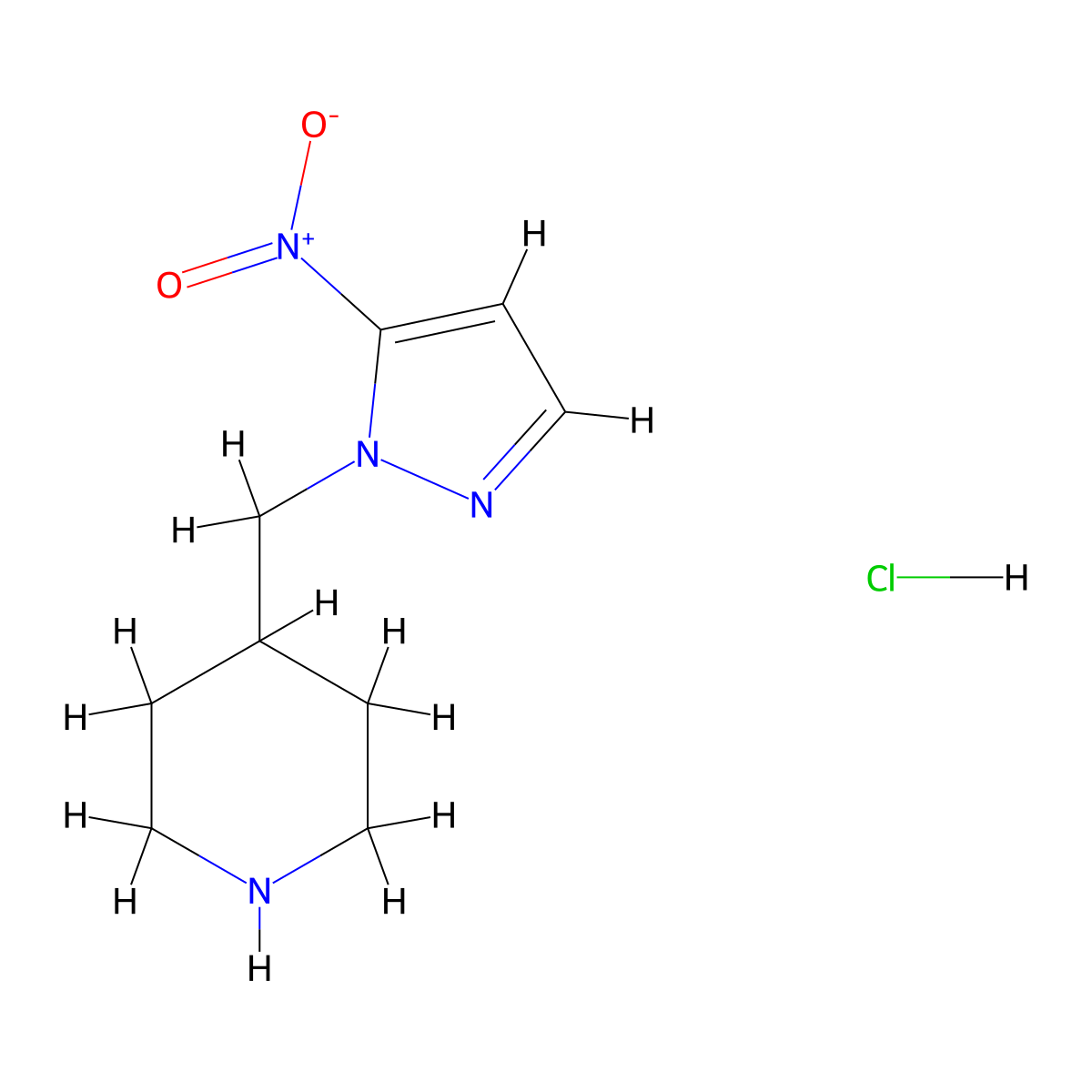 4-((5-nitro-1H-pyrazol-1-yl)methyl)piperidine hydrochloride molecular structure, CAS 2503202-87-5
