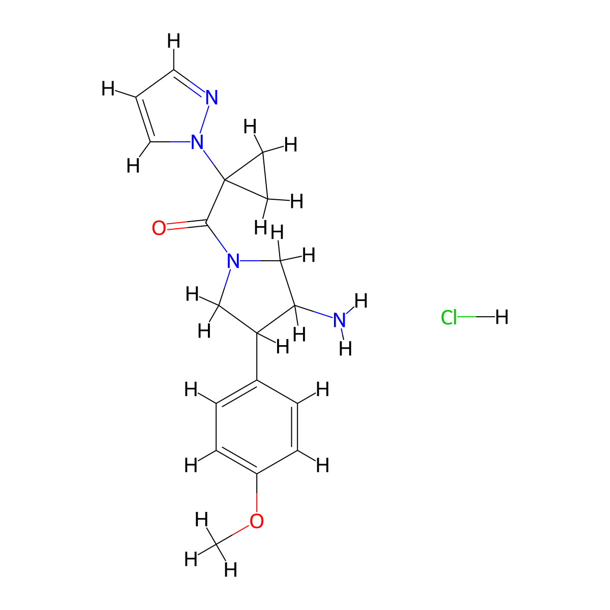 4-(4-methoxyphenyl)-1-[1-(1H-pyrazol-1-yl)cyclopropanecarbonyl]pyrrolidin-3-amine hydrochloride molecular structure, CAS 2503202-89-7