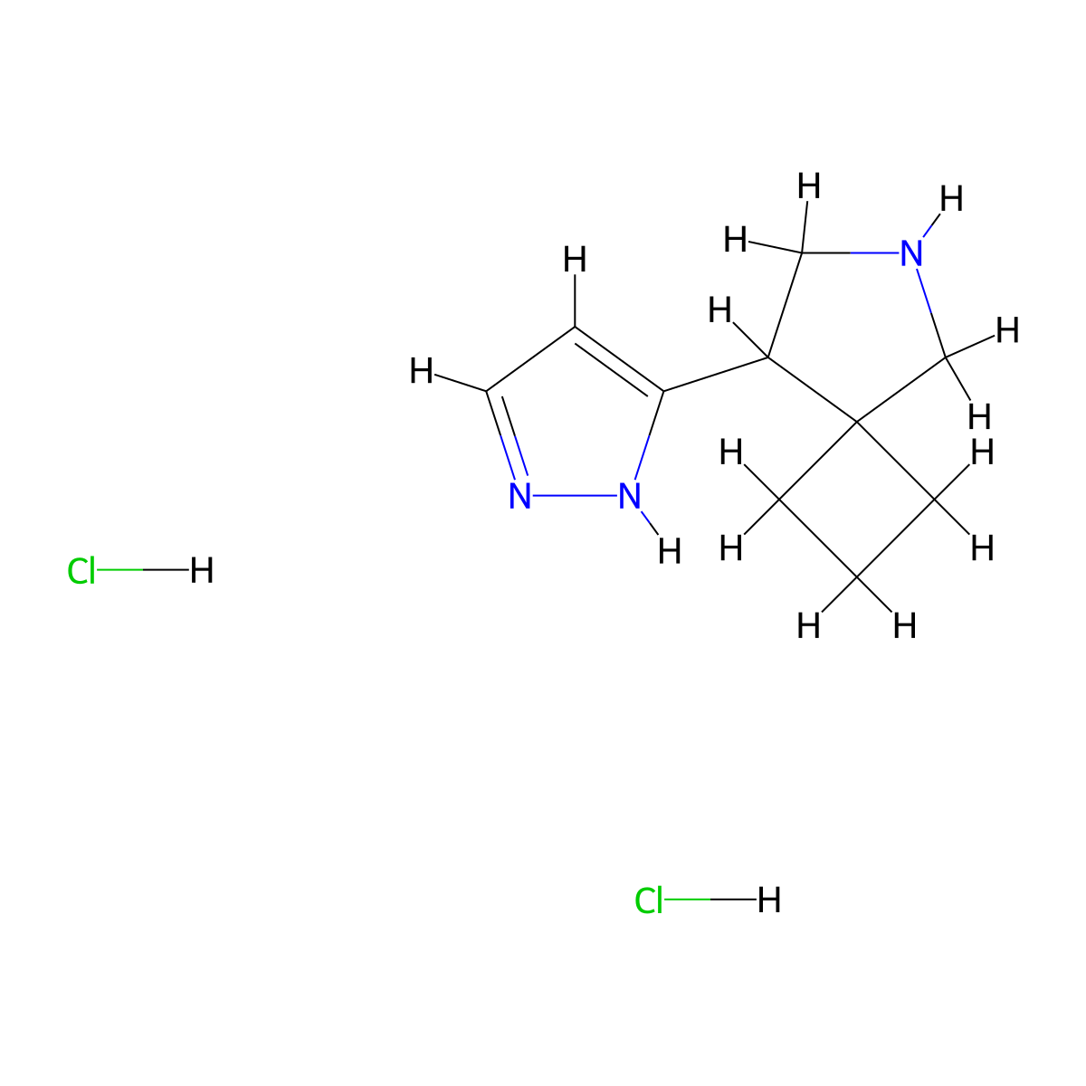 8-(1H-pyrazol-3-yl)-6-azaspiro(3.4)octane dihydrochloride molecular structure, CAS 2503203-01-6