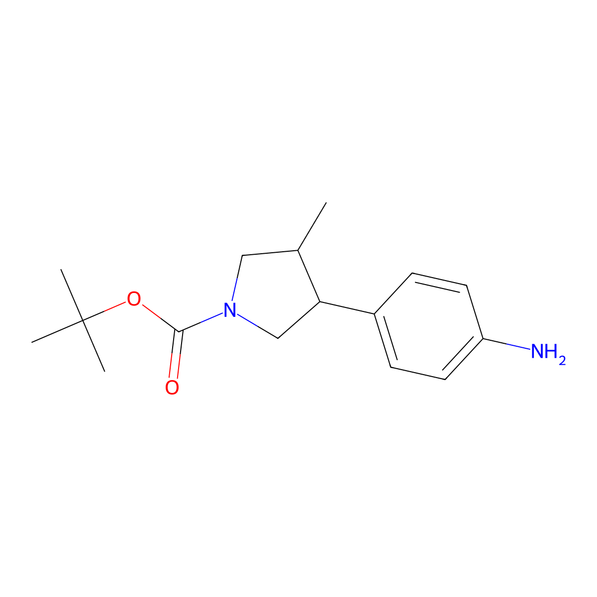 Tert-butyl 3-(4-aminophenyl)-4-methylpyrrolidine-1-carboxylate molecular structure, CAS 2503203-11-8
