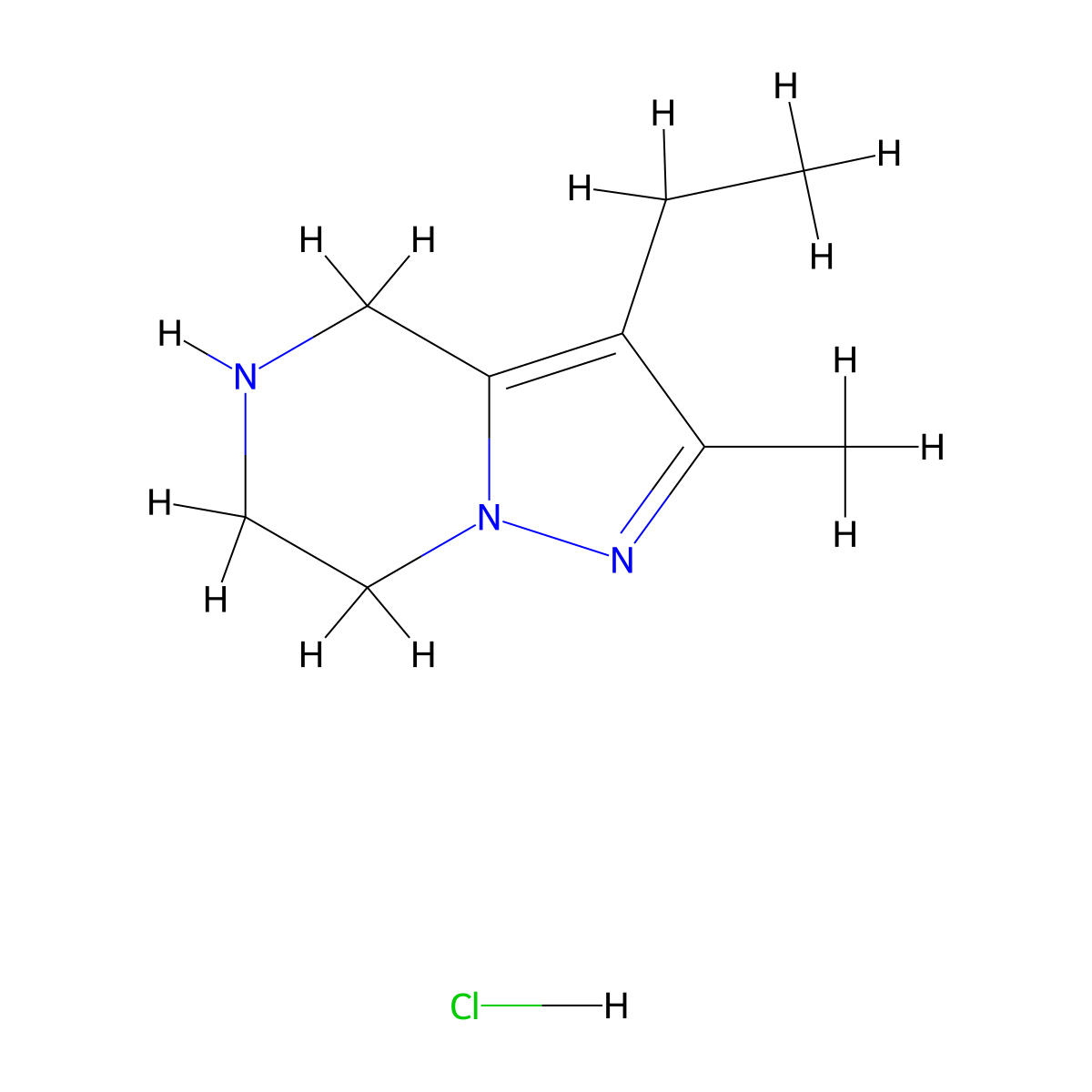 3-ethyl-2-methyl-4H,5H,6H,7H-pyrazolo[1,5-a]pyrazinehydrochloride molecular structure, CAS 2503203-12-9