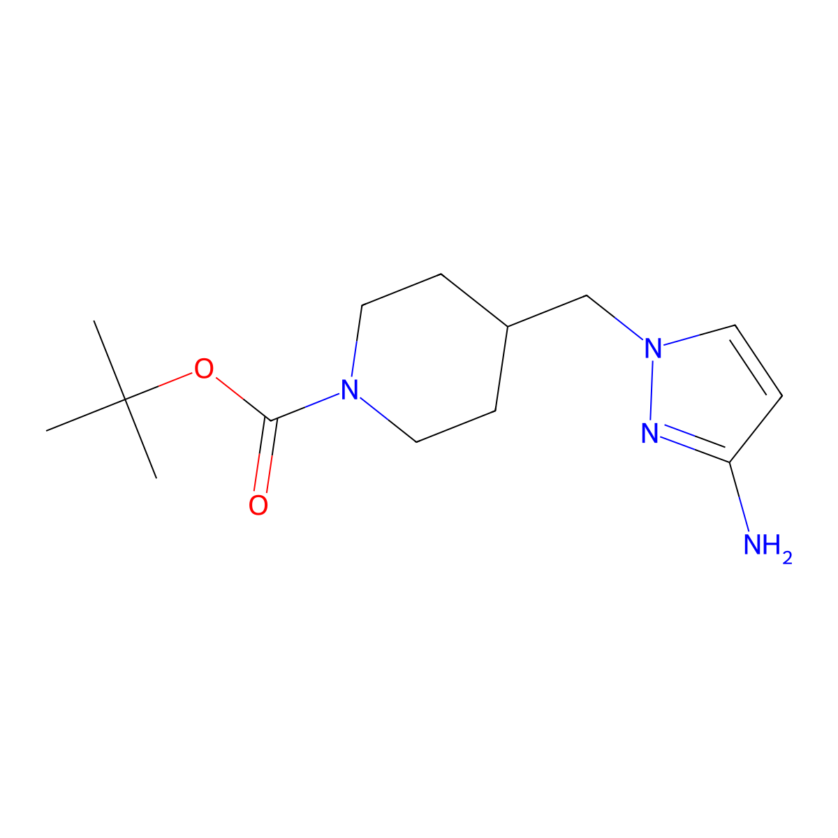 tert-butyl4-[(3-amino-1H-pyrazol-1-yl)methyl]piperidine-1-carboxylate molecular structure, CAS 2503203-22-1