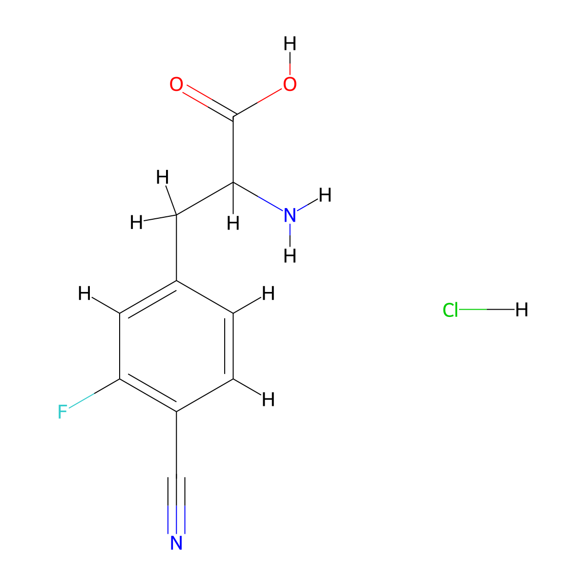 2-Amino-3-(4-cyano-3-fluorophenyl)propanoic acid hydrochloride molecular structure, CAS 2503203-35-6