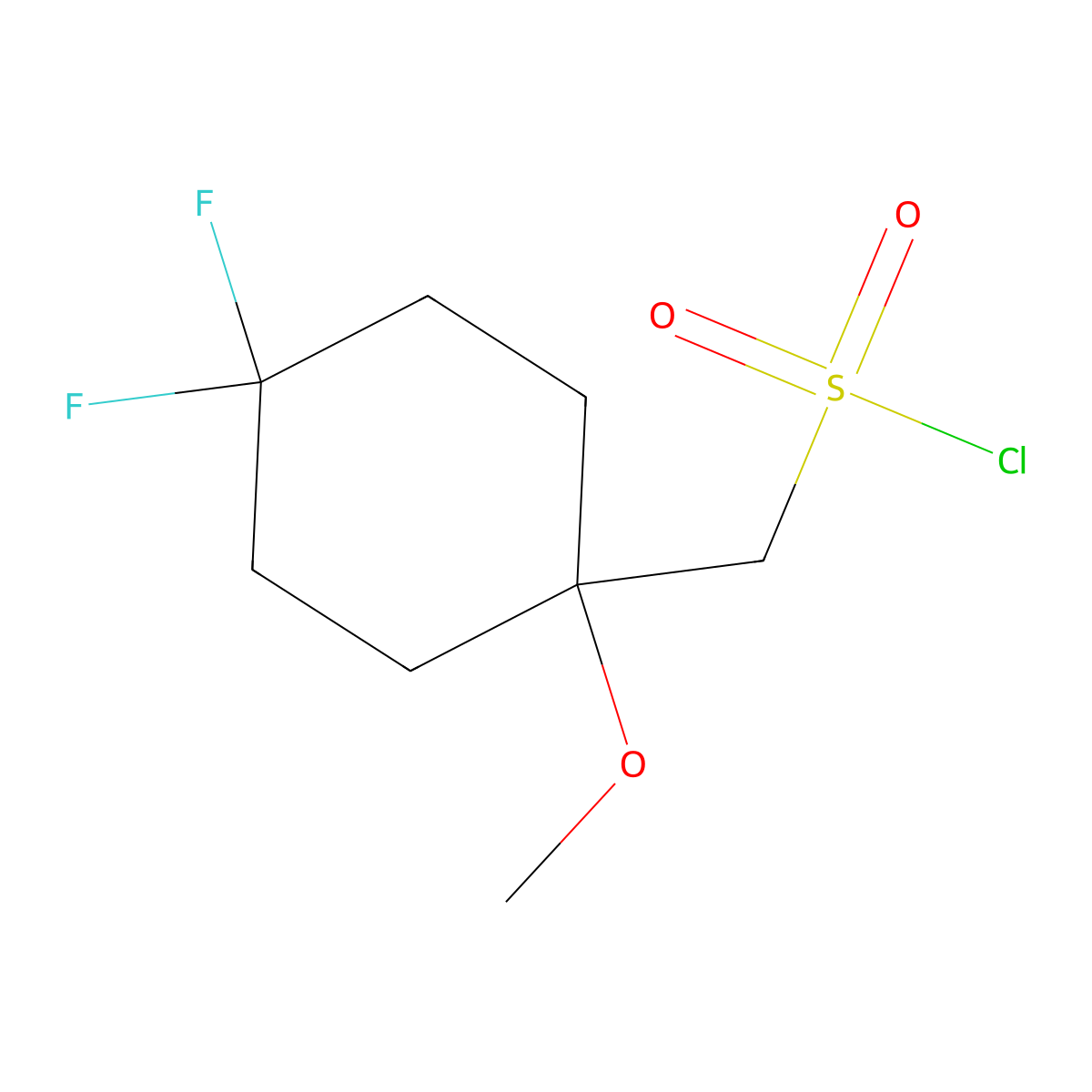 (4,4-Difluoro-1-methoxycyclohexyl)methanesulfonyl chloride molecular structure, CAS 2503203-37-8