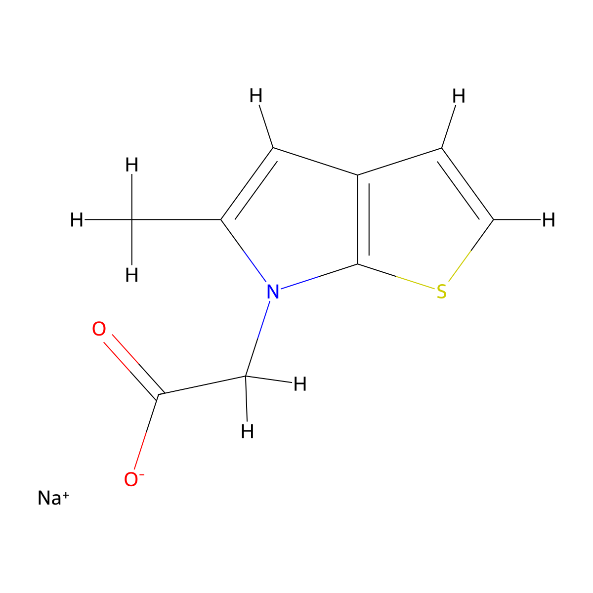 sodium 2-{5-methyl-6H-thieno[2,3-b]pyrrol-6-yl}acetate molecular structure, CAS 2503203-41-4