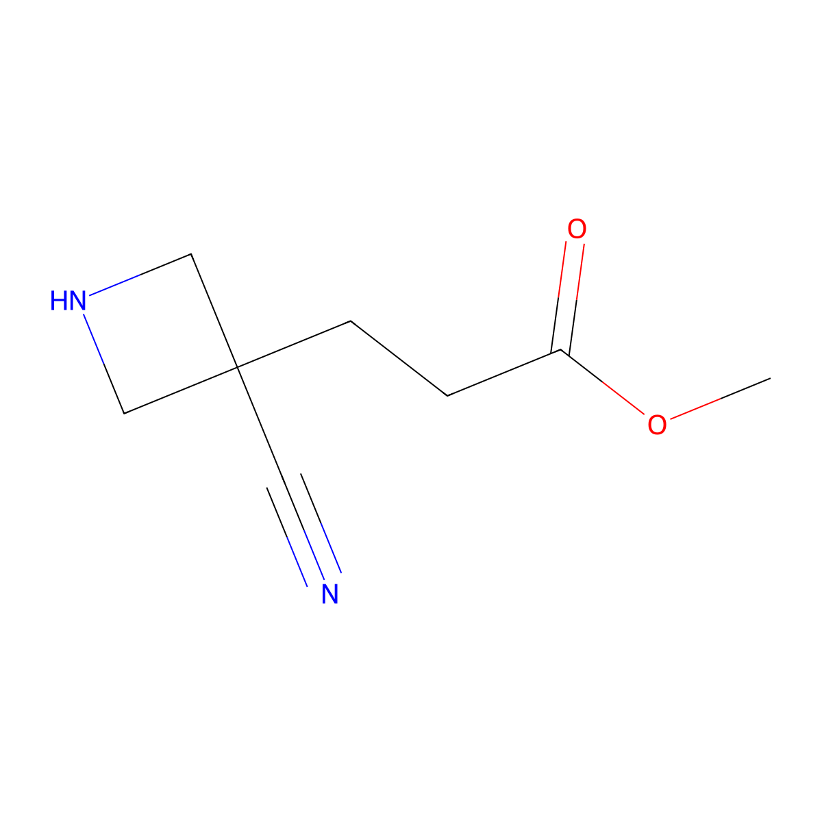 Methyl 3-(3-cyanoazetidin-3-yl)propanoate molecular structure, CAS 2503203-44-7