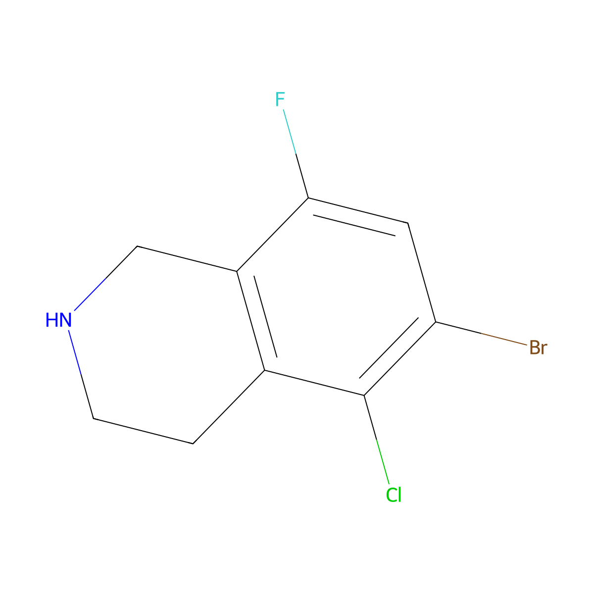 6-Bromo-5-chloro-8-fluoro-1,2,3,4-tetrahydroisoquinoline molecular structure, CAS 2503203-54-9
