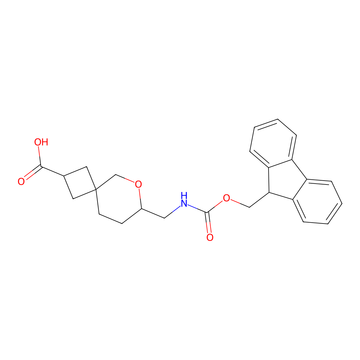 7-[(9H-Fluoren-9-ylmethoxycarbonylamino)methyl]-6-oxaspiro[3.5]nonane-2-carboxylic acid molecular structure, CAS 2503203-56-1