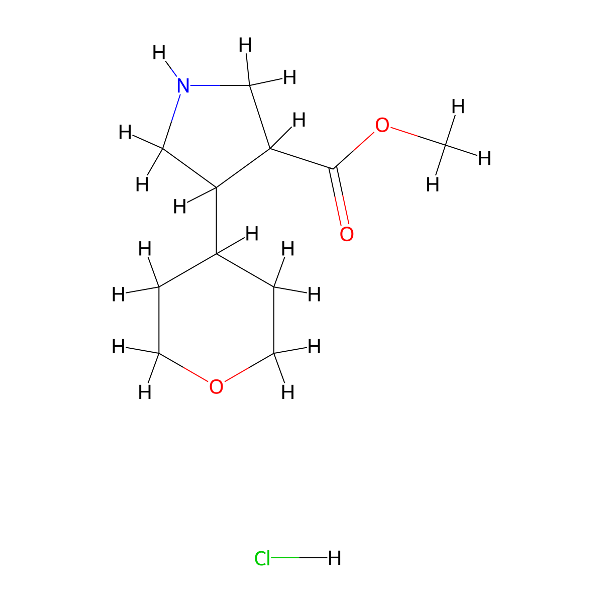 Methyl 4-(oxan-4-yl)pyrrolidine-3-carboxylate hydrochloride molecular structure, CAS 2503203-65-2