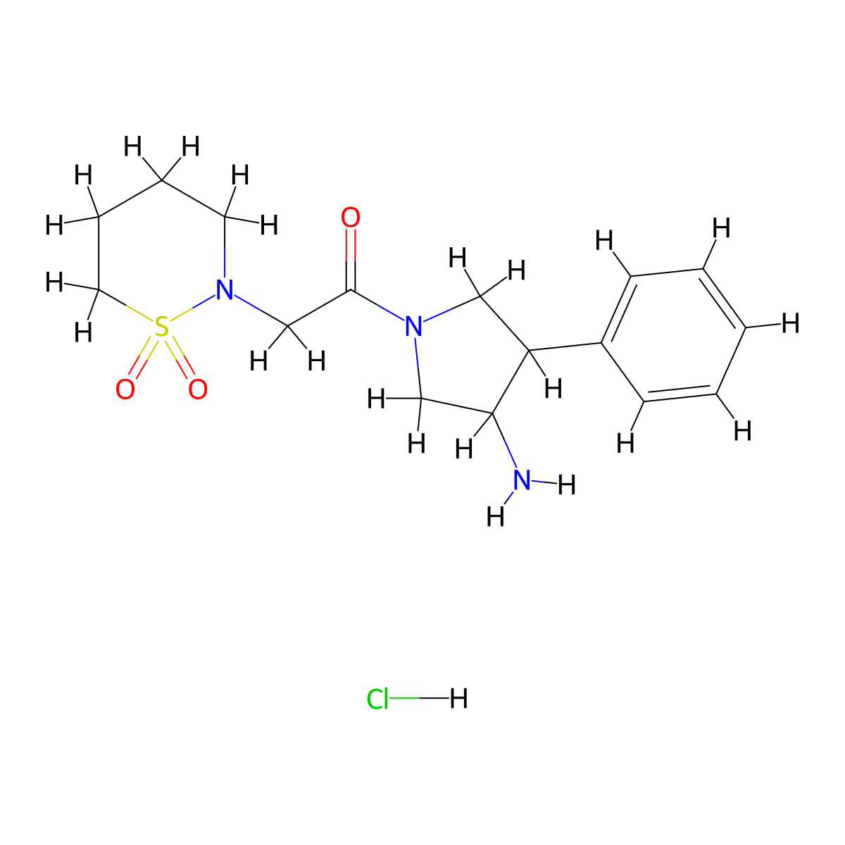 2-[2-(3-Amino-4-phenylpyrrolidin-1-yl)-2-oxoethyl]-1lambda6,2-thiazinane-1,1-dione hydrochloride molecular structure, CAS 2503203-75-4