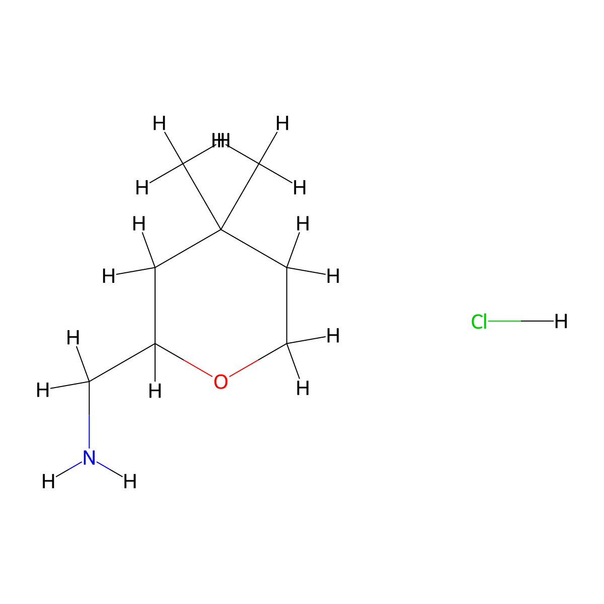 1-(4,4-Dimethyloxan-2-yl)methanamine hydrochloride molecular structure, CAS 2503203-95-8
