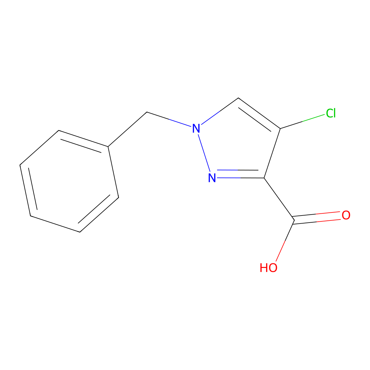 1-benzyl-4-chloro-1H-pyrazole-3-carboxylic acid molecular structure, CAS 2503203-97-0