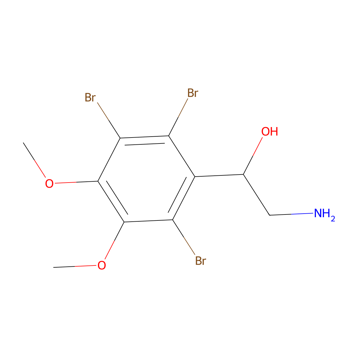 2-Amino-1-(2,3,6-tribromo-4,5-dimethoxyphenyl)ethan-1-ol molecular structure, CAS 2503204-01-9