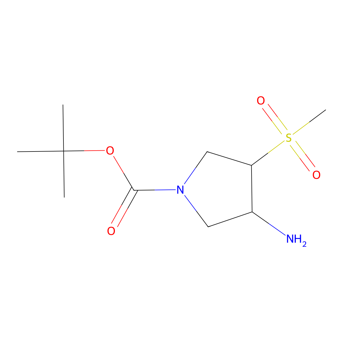 Tert-butyl 3-amino-4-methanesulfonylpyrrolidine-1-carboxylate molecular structure, CAS 2503204-05-3