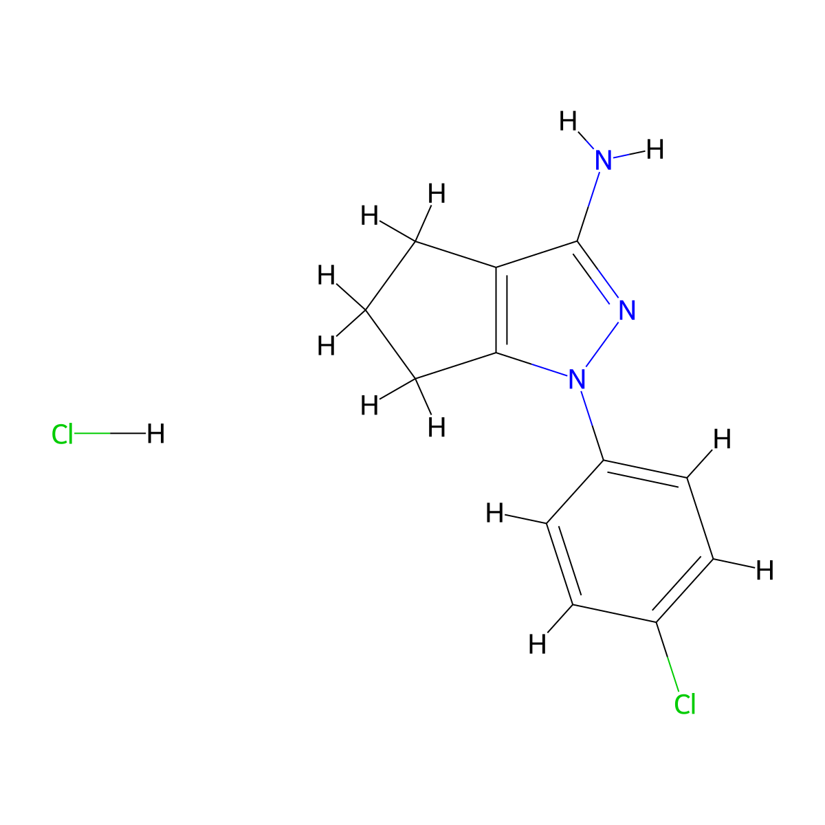 1-(4-chlorophenyl)-1H,4H,5H,6H-cyclopenta(c)pyrazol-3-amine hydrochloride molecular structure, CAS 2503204-06-4