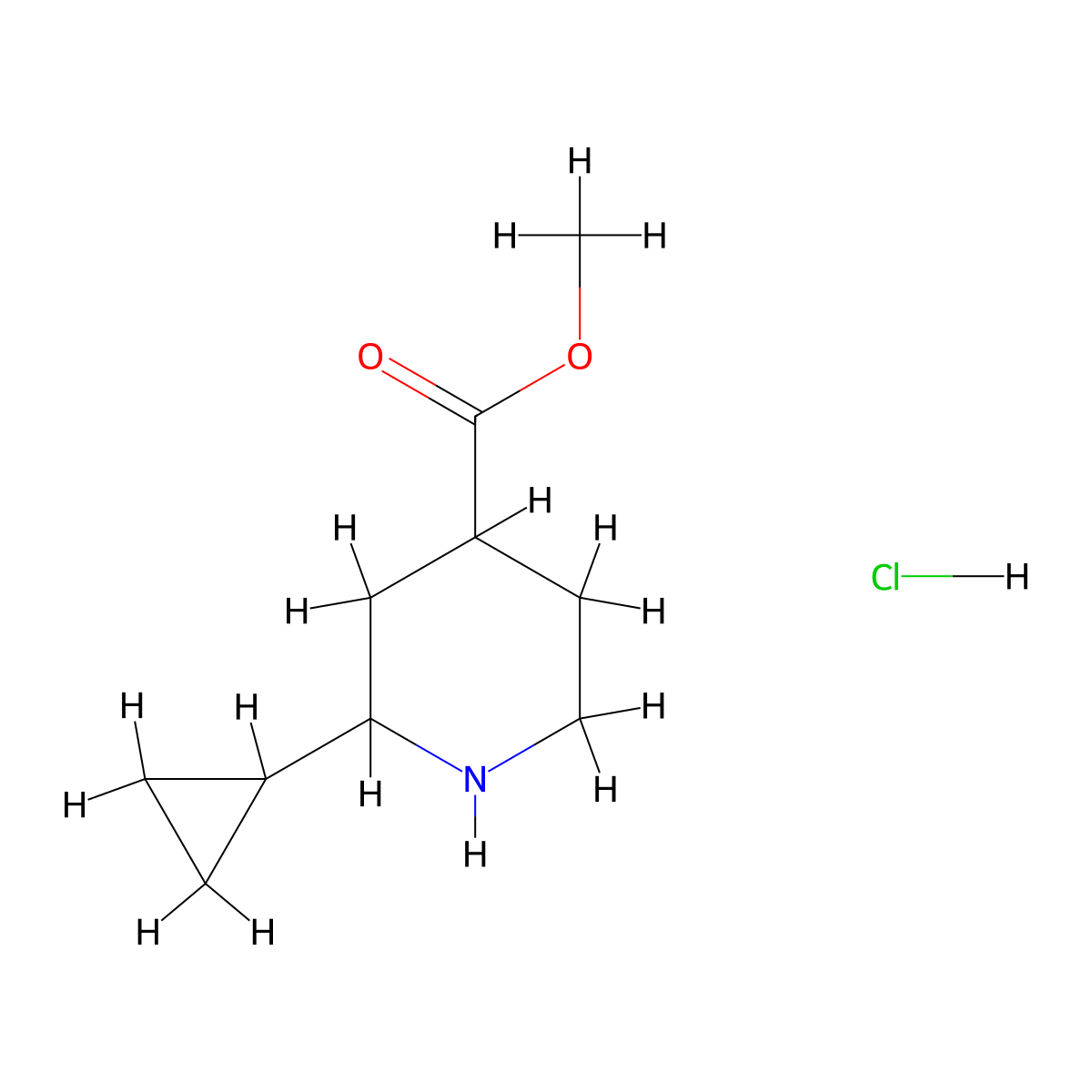Methyl 2-cyclopropylpiperidine-4-carboxylate hydrochloride molecular structure, CAS 2503204-10-0