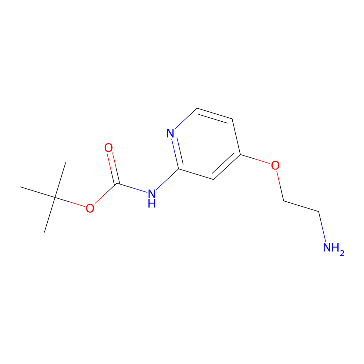 Tert-butyl N-[4-(2-aminoethoxy)pyridin-2-yl]carbamate molecular structure, CAS 2503204-11-1