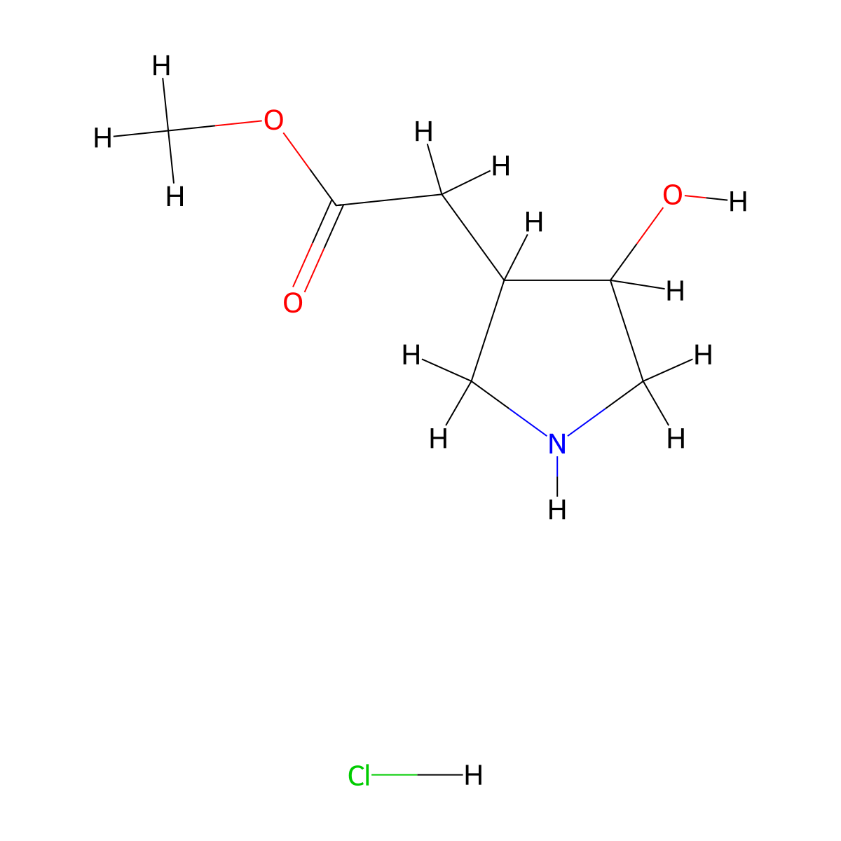 Methyl 2-(4-hydroxypyrrolidin-3-yl)acetate hydrochloride molecular structure, CAS 2503204-17-7