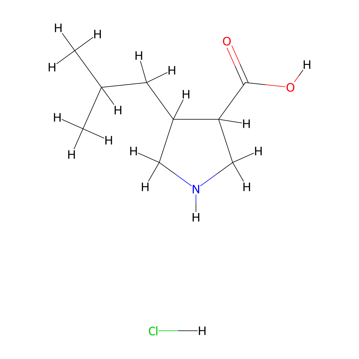 4-(2-Methylpropyl)pyrrolidine-3-carboxylic acid hydrochloride molecular structure, CAS 2503204-18-8