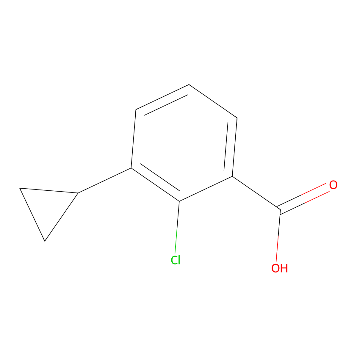 2-Chloro-3-cyclopropylbenzoic acid molecular structure, CAS 2503204-21-3