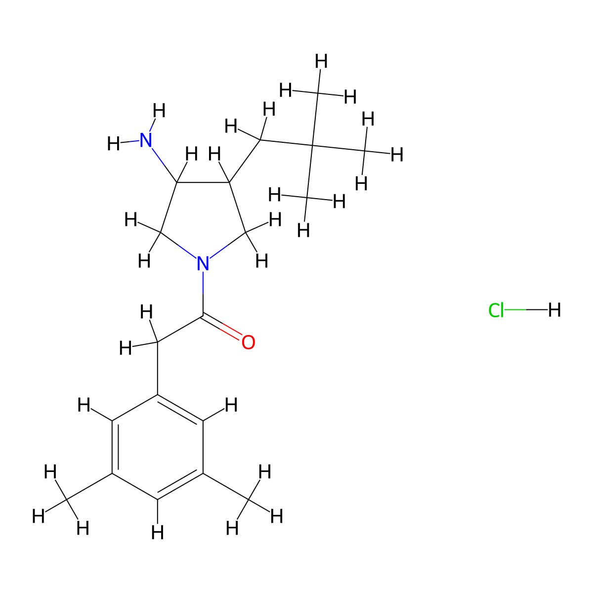 1-[3-Amino-4-(2,2-dimethylpropyl)pyrrolidin-1-yl]-2-(3,5-dimethylphenyl)ethan-1-one hydrochloride molecular structure, CAS 2503204-28-0