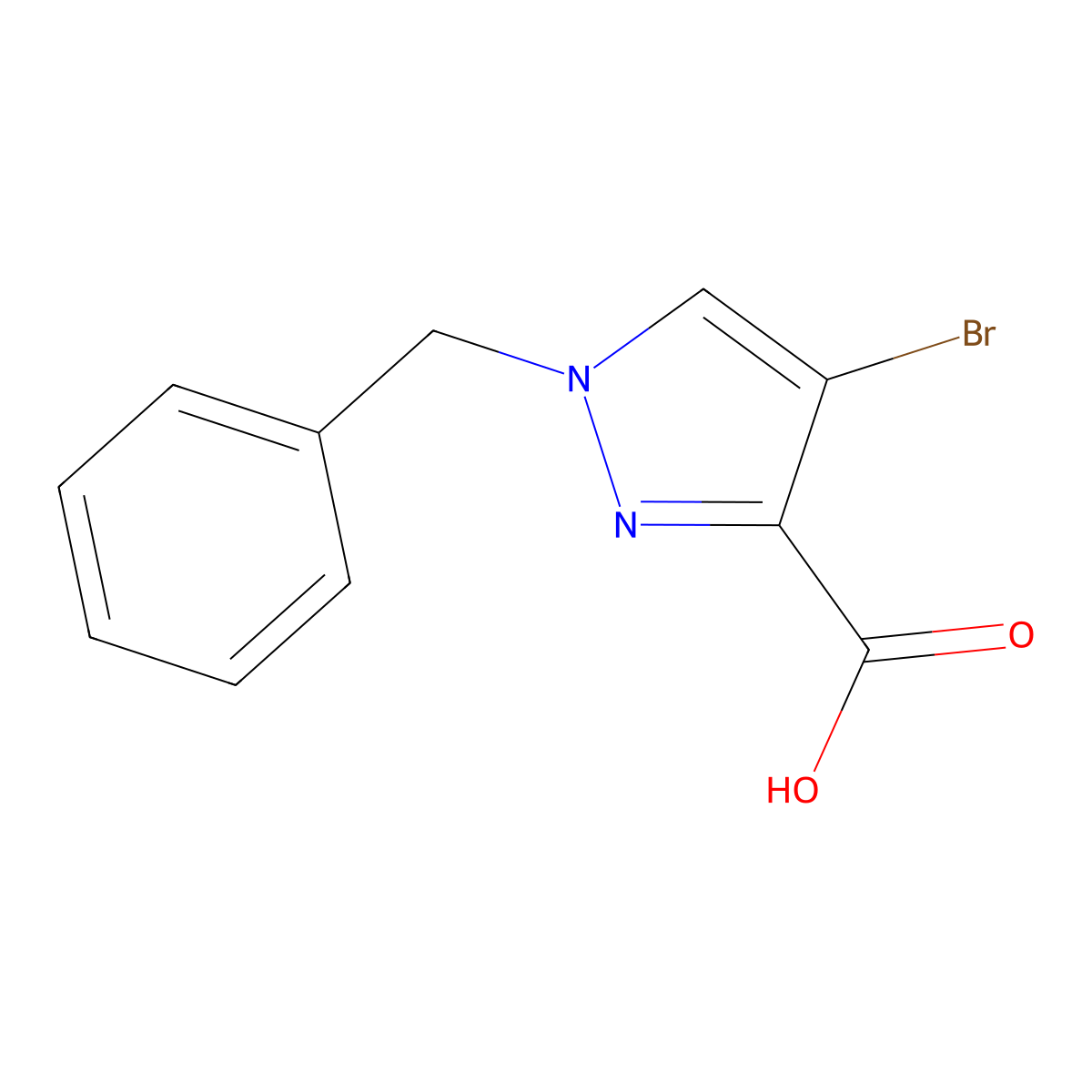 1-benzyl-4-bromo-1H-pyrazole-3-carboxylic acid molecular structure, CAS 2503204-29-1