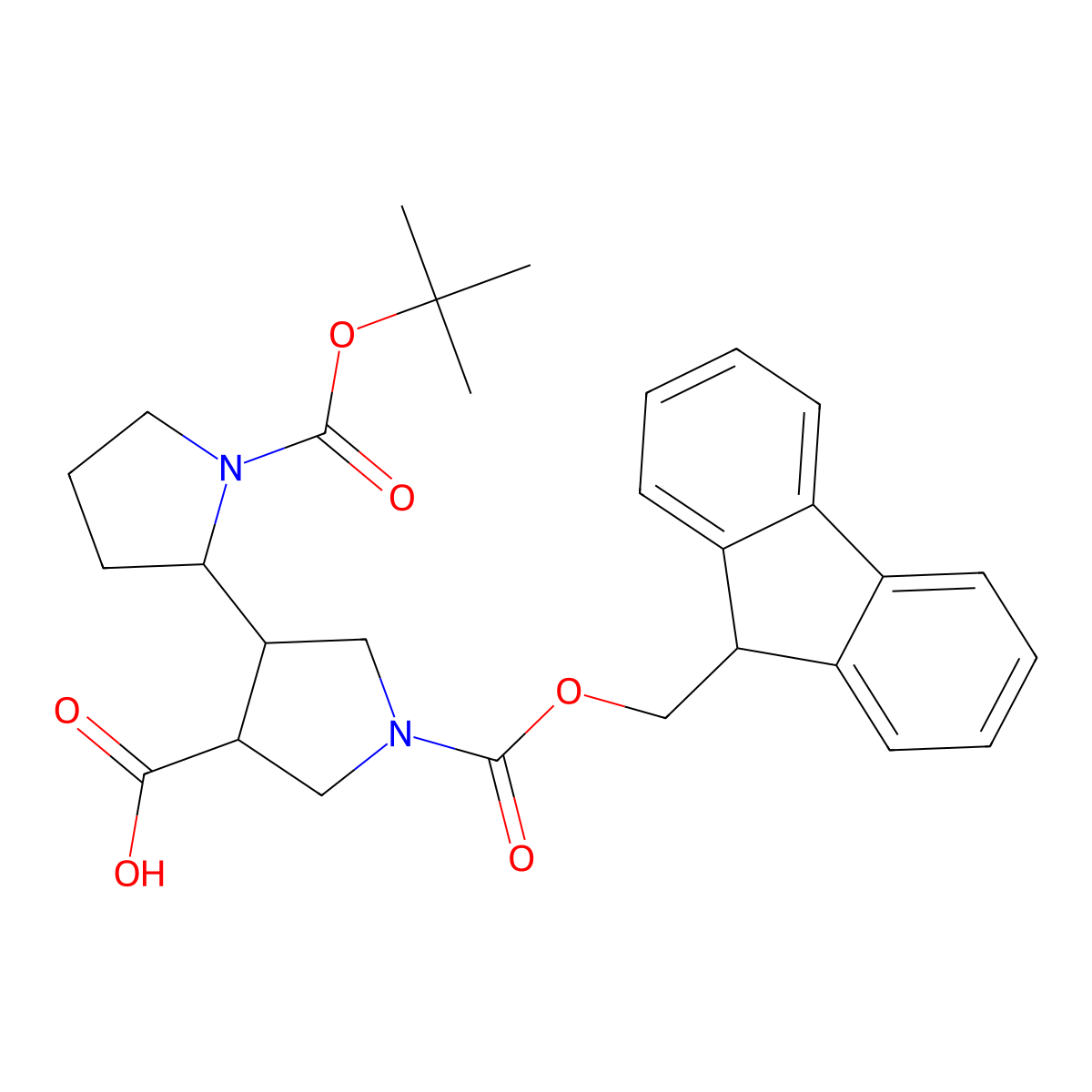 1-[(tert-butoxy)carbonyl]-1'-{[(9H-fluoren-9-yl)methoxy]carbonyl}-[2,3'-bipyrrolidine]-4'-carboxylic acid molecular structure, CAS 2503204-31-5