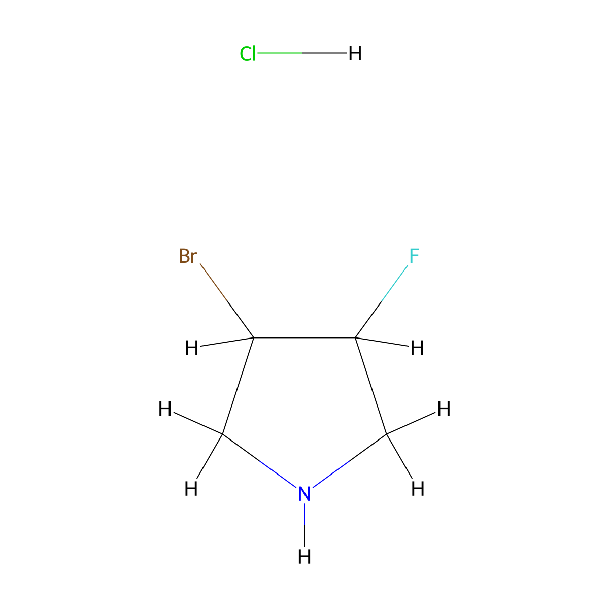 3-Bromo-4-fluoropyrrolidine hydrochloride molecular structure, CAS 2503204-53-1