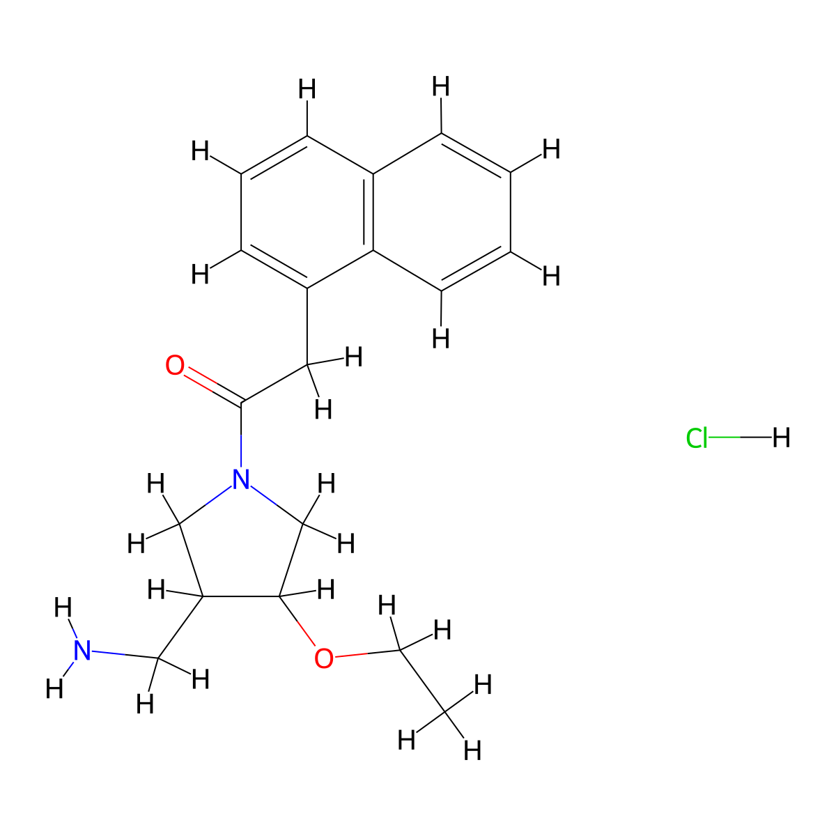 1-[3-(Aminomethyl)-4-ethoxypyrrolidin-1-yl]-2-(naphthalen-1-yl)ethan-1-one hydrochloride molecular structure, CAS 2503204-57-5