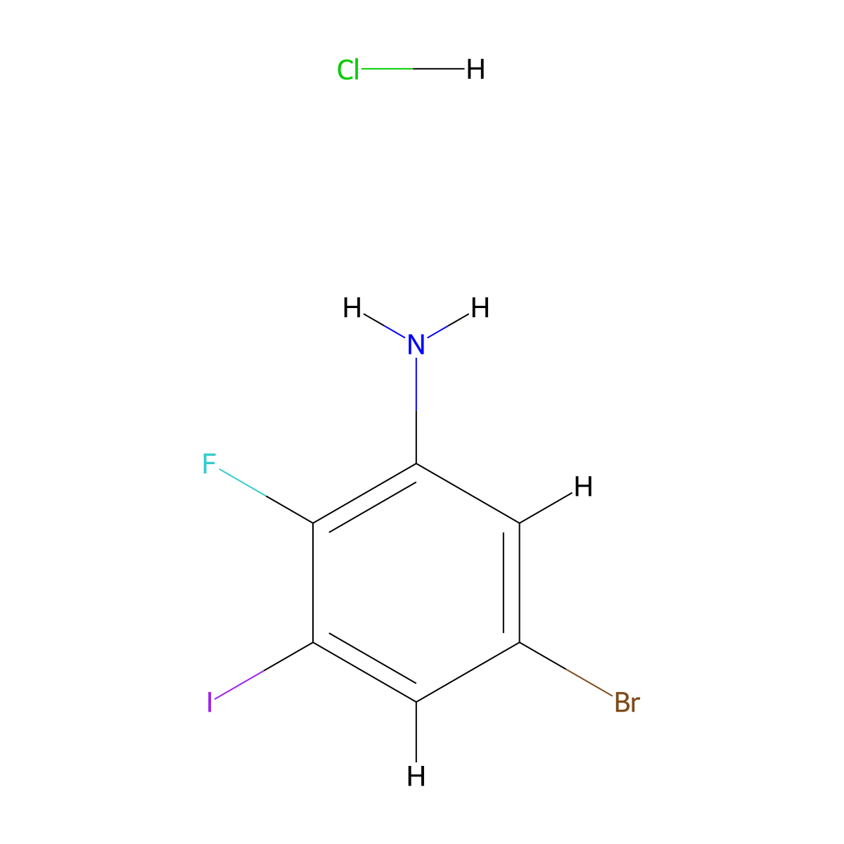 5-Bromo-2-fluoro-3-iodoaniline hydrochloride molecular structure, CAS 2503204-58-6