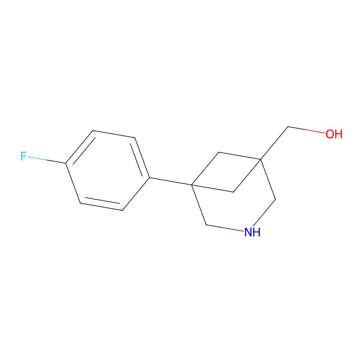 [5-(4-Fluorophenyl)-3-azabicyclo[3.1.1]heptan-1-yl]methanol molecular structure, CAS 2503204-59-7