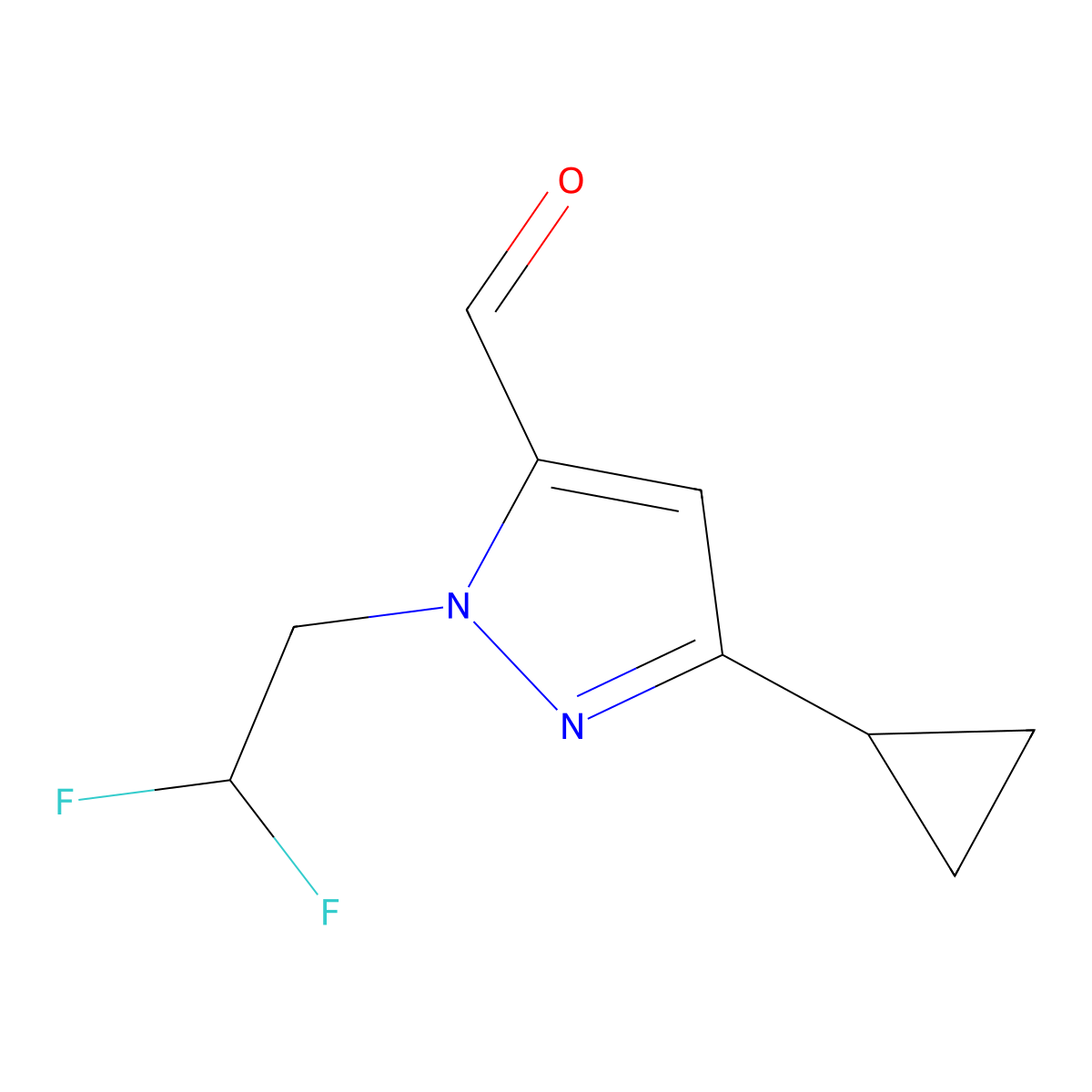 3-cyclopropyl-1-(2,2-difluoroethyl)-1H-pyrazole-5-carbaldehyde molecular structure, CAS 2503204-74-6
