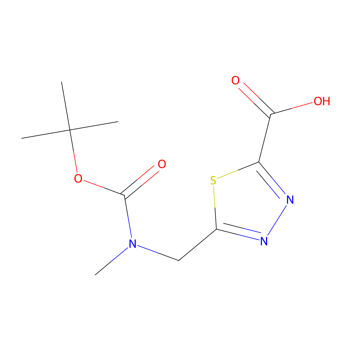 5-({[(Tert-butoxy)carbonyl](methyl)amino}methyl)-1,3,4-thiadiazole-2-carboxylic acid molecular structure, CAS 2503204-83-7