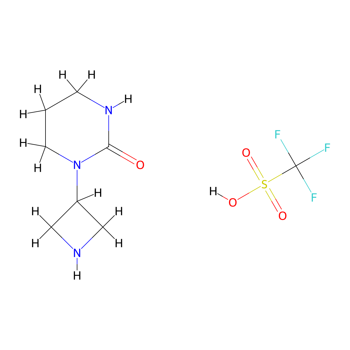 1-(Azetidin-3-yl)-1,3-diazinan-2-one,trifluoromethanesulfonicacid molecular structure, CAS 2503204-87-1