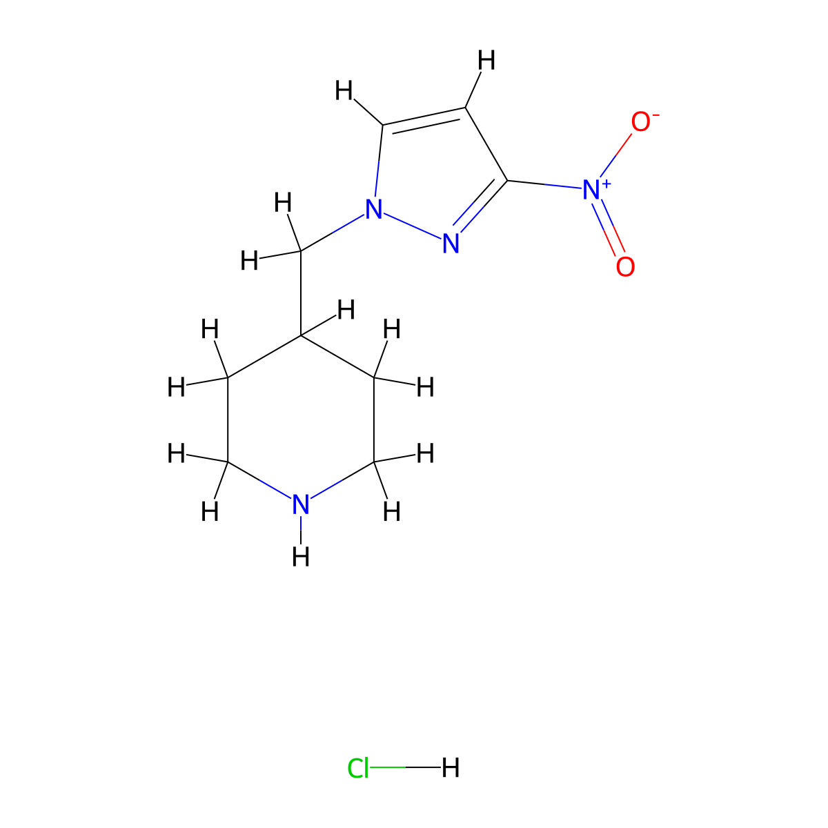 4-[(3-nitro-1H-pyrazol-1-yl)methyl]piperidine hydrochloride molecular structure, CAS 2503205-07-8