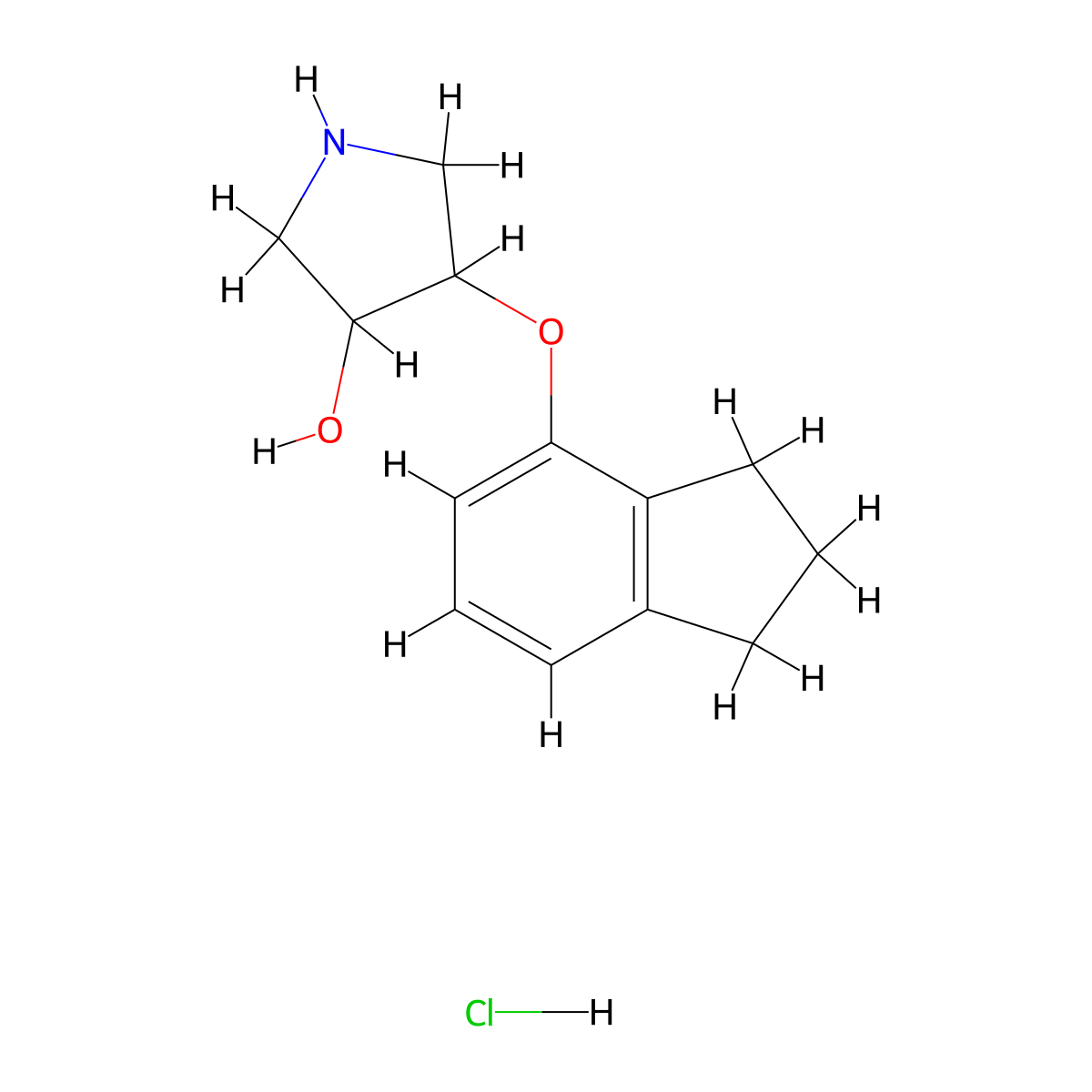 4-(2,3-dihydro-1H-inden-4-yloxy)pyrrolidin-3-ol hydrochloride molecular structure, CAS 2503205-08-9