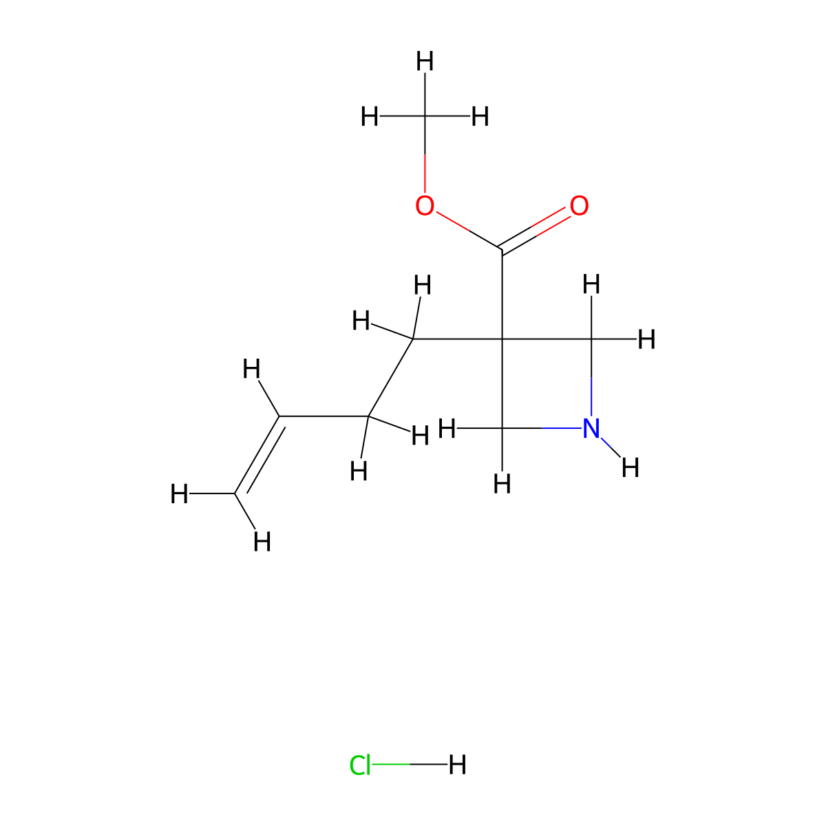 Methyl 3-(but-3-en-1-yl)azetidine-3-carboxylate hydrochloride molecular structure, CAS 2503205-11-4